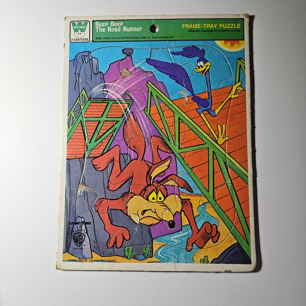 Vintage 1978 Whitman Road Runner Wile E Coyote Frame Tray Puzzle Looney Tunes
